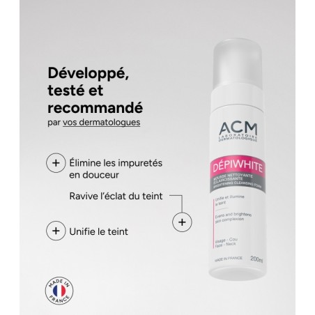 ACM DEPIWHITE LA MOUSSE NETTOYANTE ECLAIRCISSANTE 200ML – Pour le visage | ACM  3